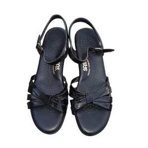 SAS Women's Black Patent Sandals Tripad Comfort 7.5N